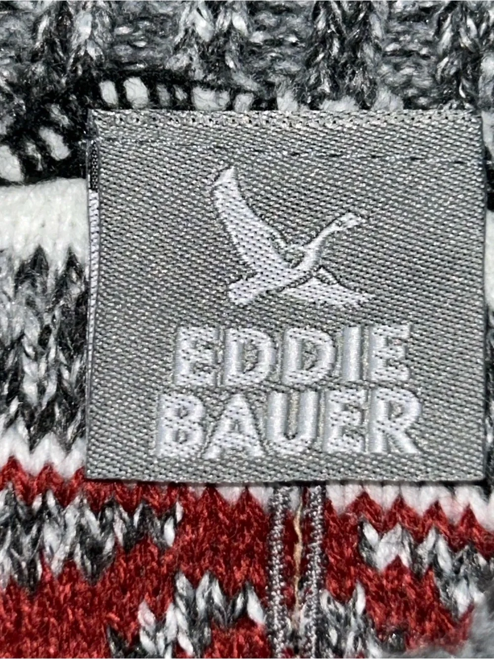 Eddie Bauer Dog Sweater Size Large Black White And Maroon Knit 35-65# L 18-21”